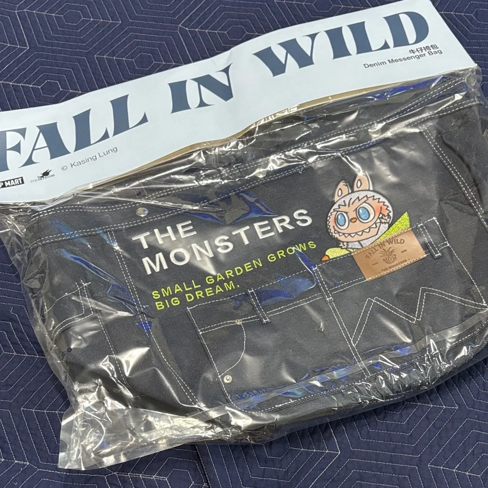 POP MART Labubu The Monsters Fall in the wild Denim Messenger bag